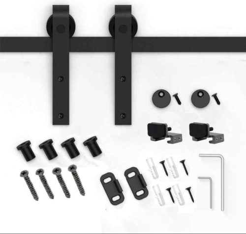 Black Barn Style Door System Straight Head Hanger Kit